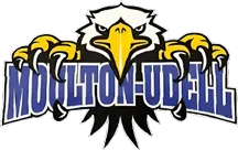 Moulton-Udell Community School logo featuring an eagle clenching the words "Moulton-Udell".